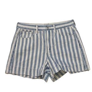 American Eagle Mom Shorts Womens Size 6 Blue Stripe Denim High Waist Hipster